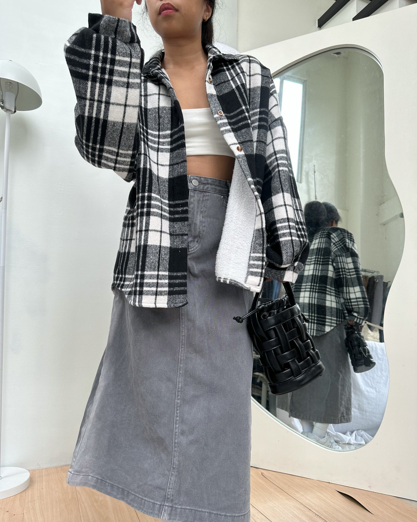 black and white oversize flanel
