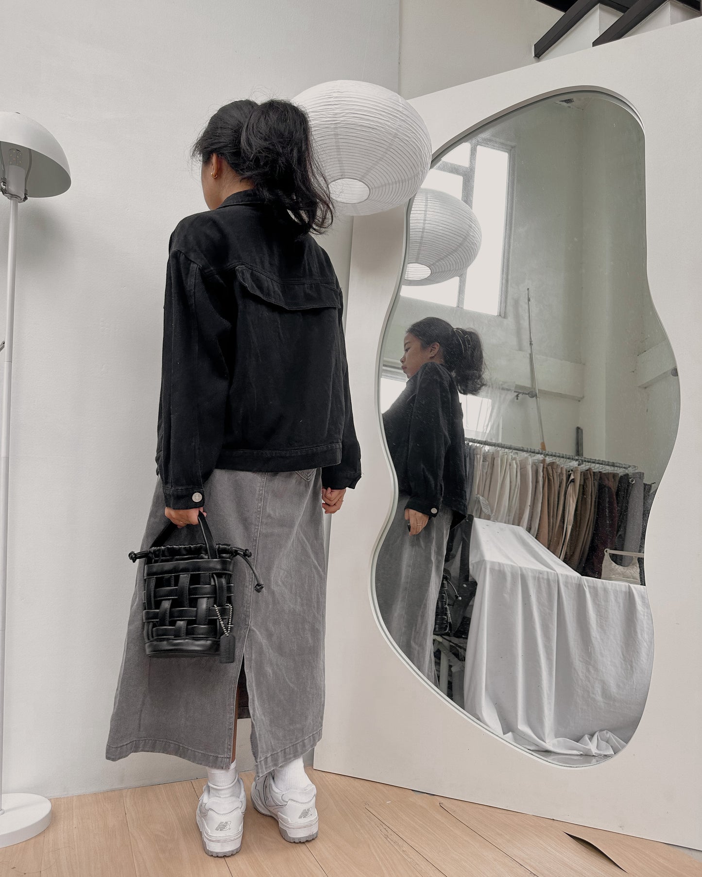 black denim jacket with silverware