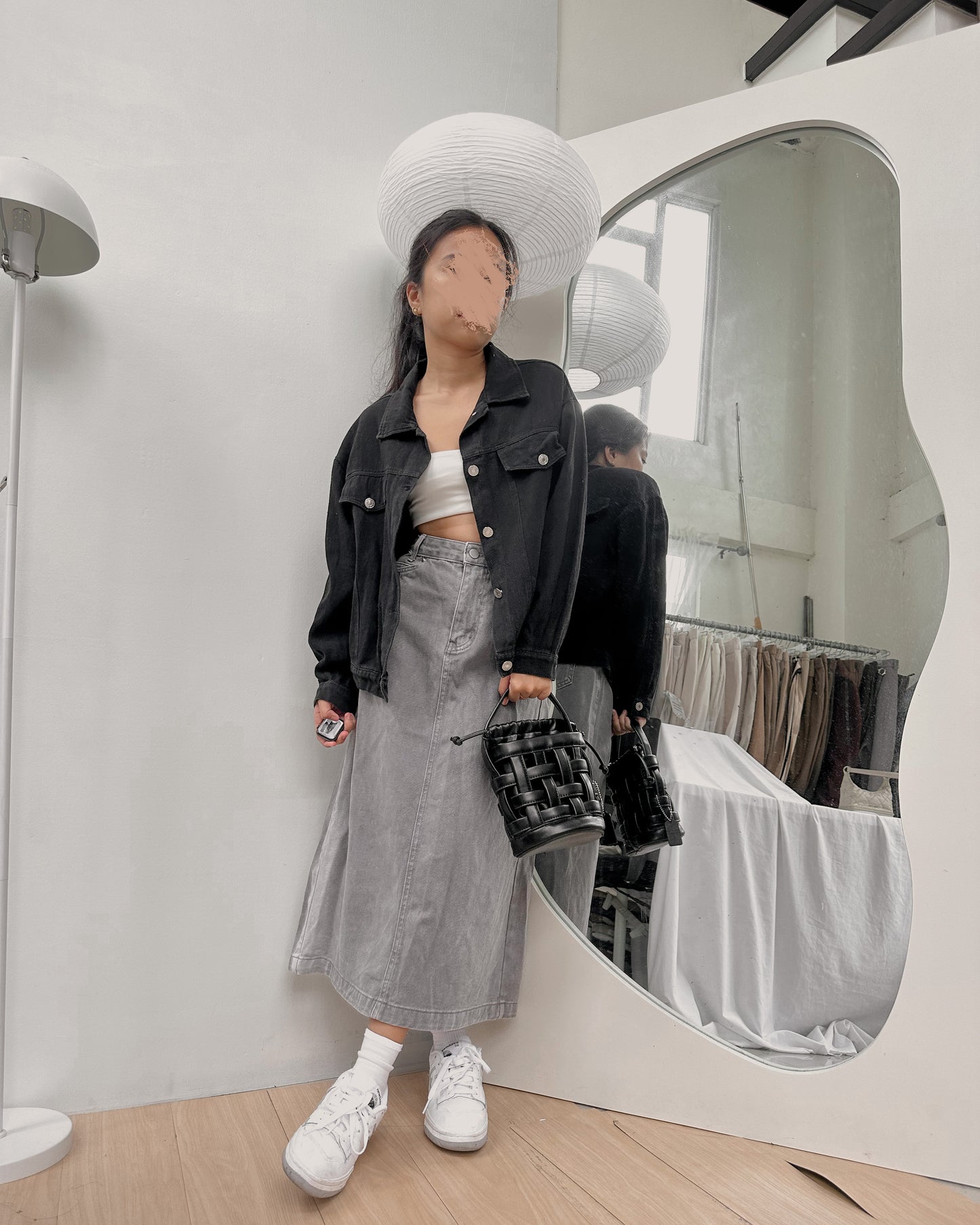 black denim jacket with silverware