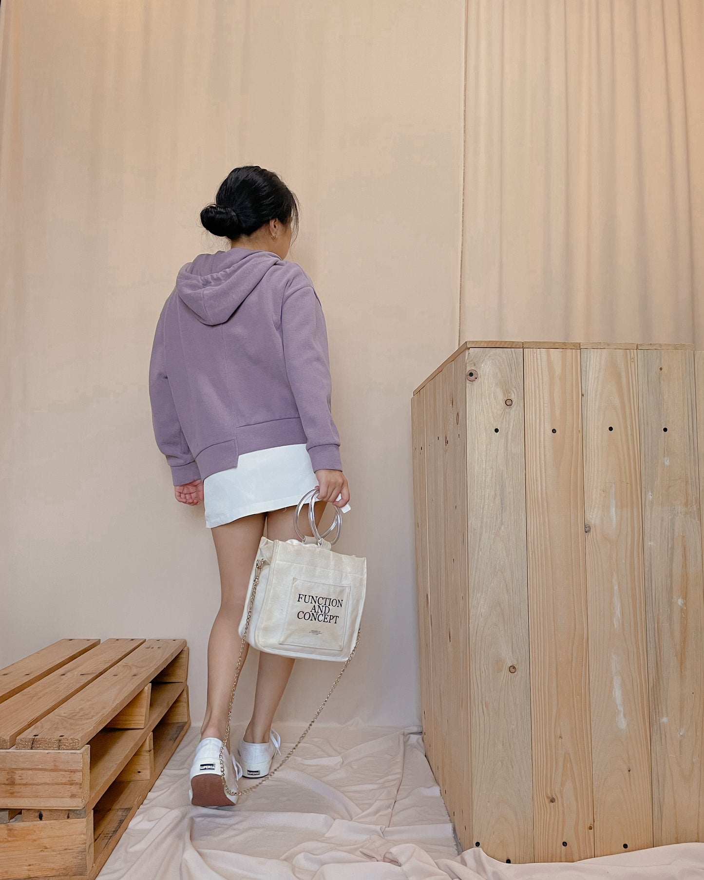 Violet hoodie with chunky ties