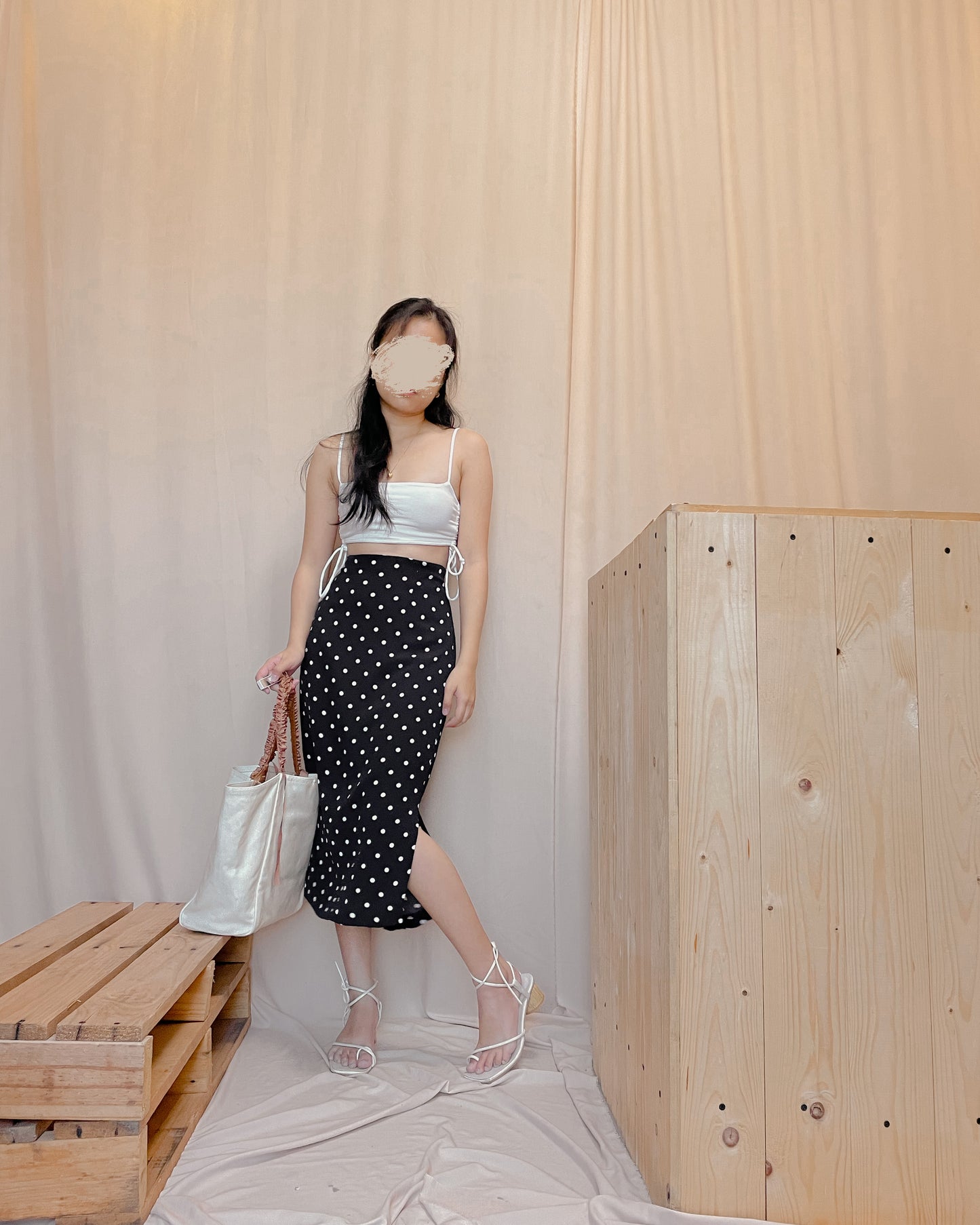48. polka dots midi skirt A9