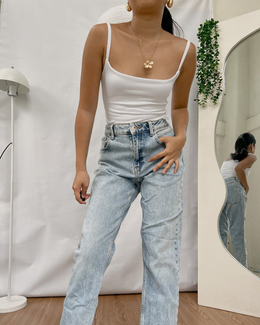 ZARA acid washed tapered denim pants F2