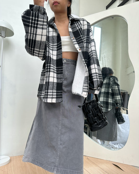 black and white oversize flanel
