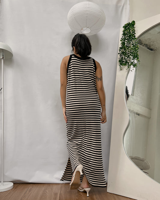 striped knitted maxi dress