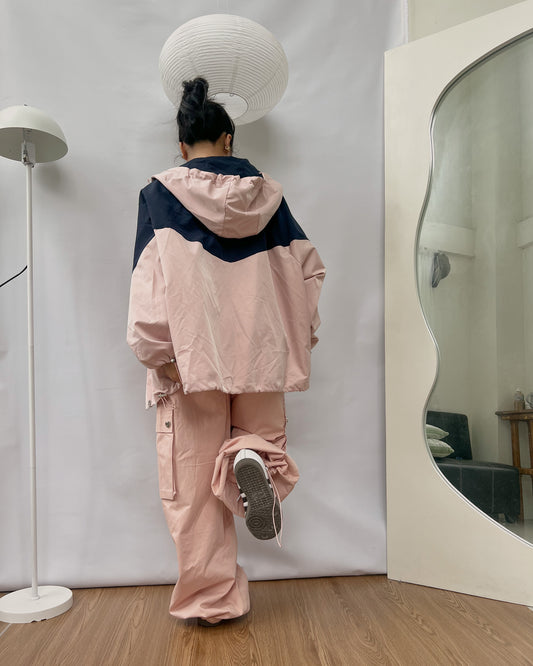 pink wide leg cargo pants C1