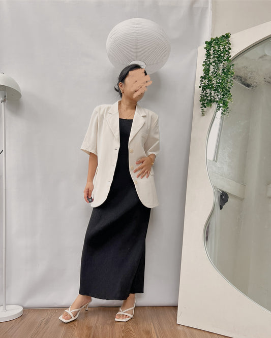 high quality with shoulder pads cream shortsleeve  blazer
