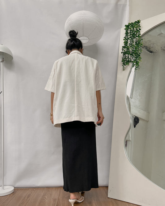 high quality with shoulder pads cream shortsleeve  blazer