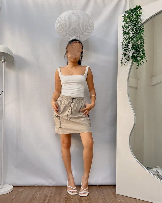 Nylon brown cargo mini skirt v20
