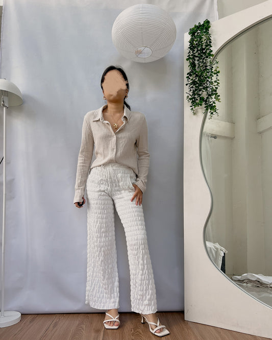 6XTY8IGHT nude button down knitted collared top