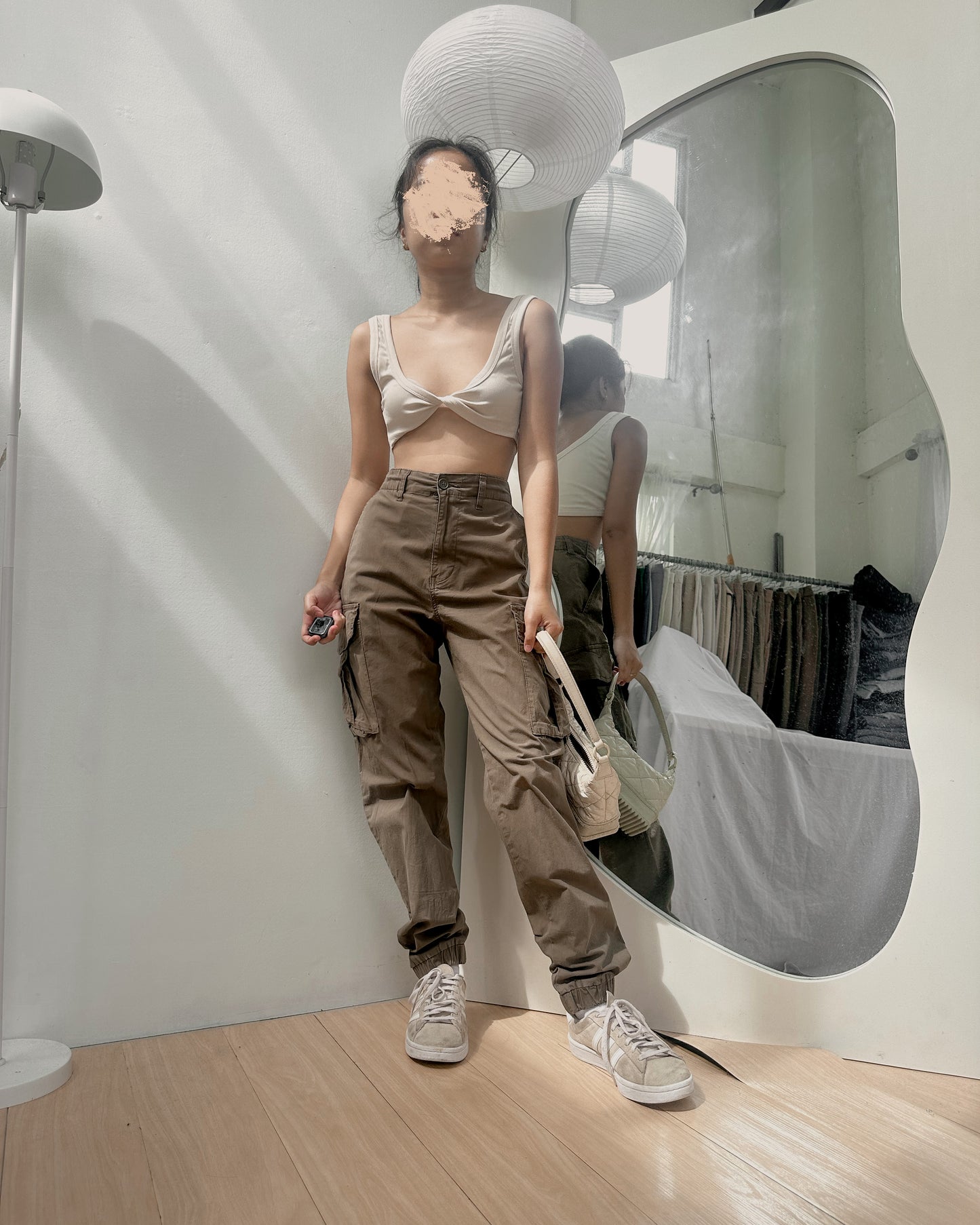 army green soft denim cargo pants (32-33) Z12