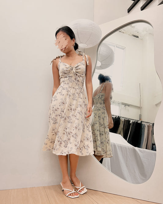 floral self tie dress