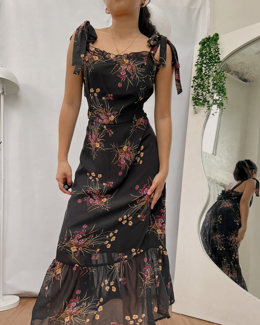 black floral maxi dress
