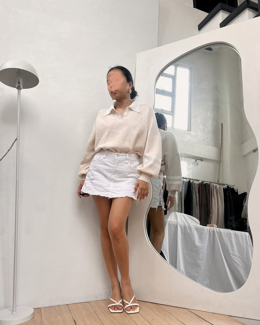 white tattered skirt with inner shorts (S12)