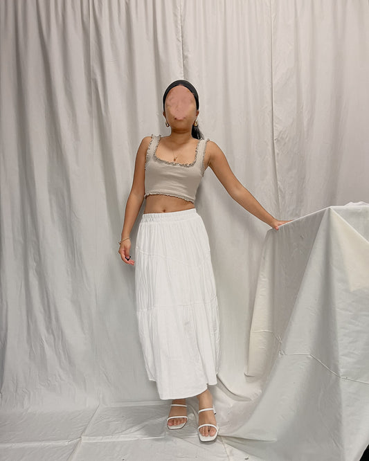 white tiered beach skirt (K1)