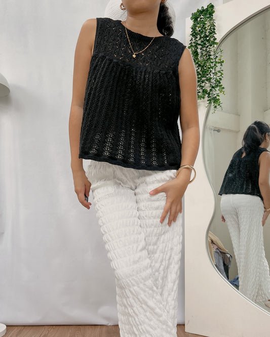 ZARA black crochet knit sleeveless top