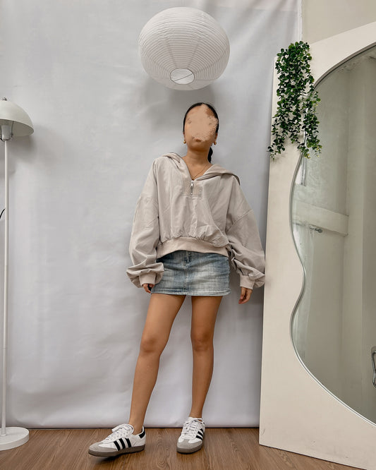 nude midzip oversize jacket