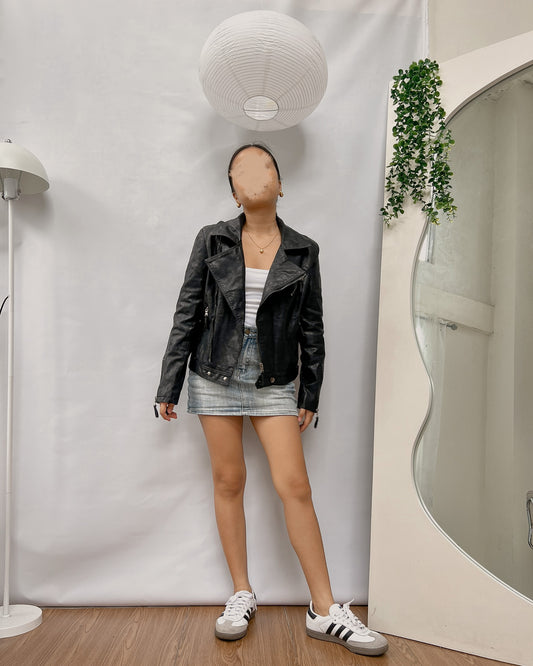 leather high quaity zip up jacket