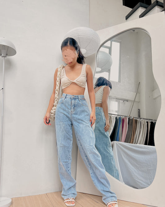 light washed denim pants with side cuts T1 (27-28)