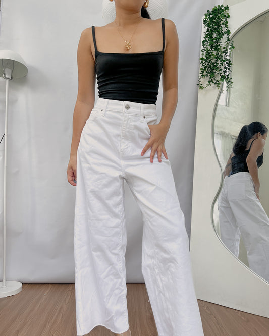 UNIQL0 white wide leg denim pants F34