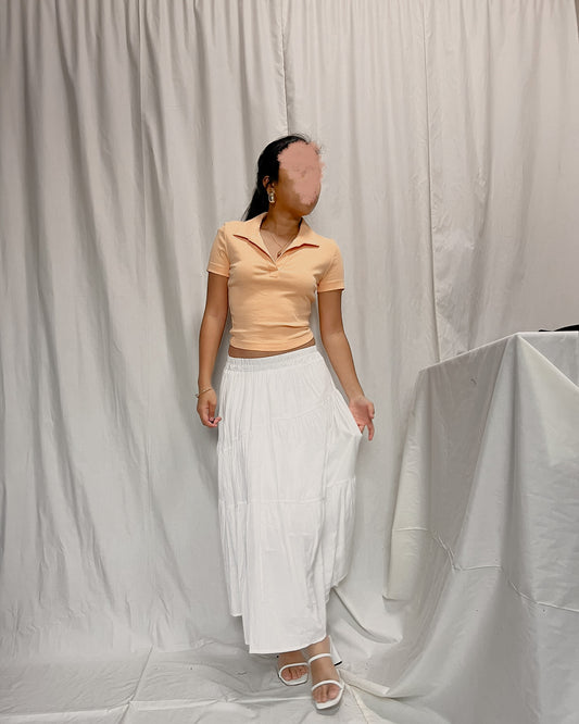 UNIQLO pastel orange collared top