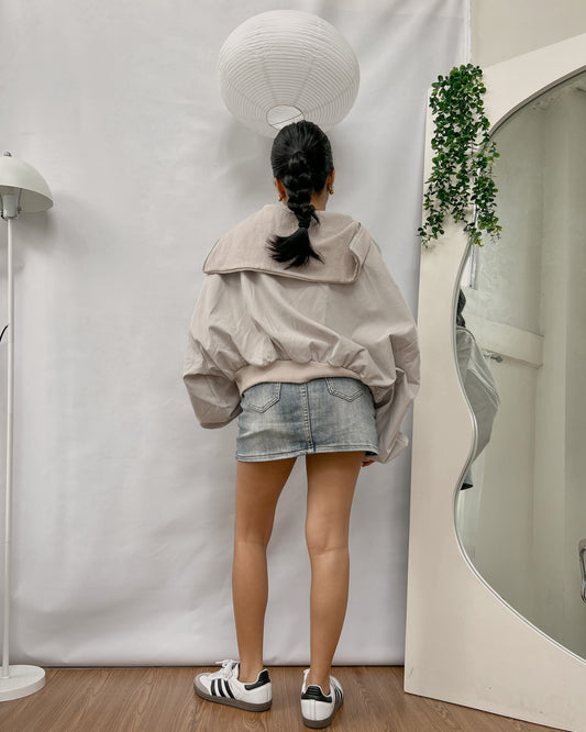 nude midzip oversize jacket