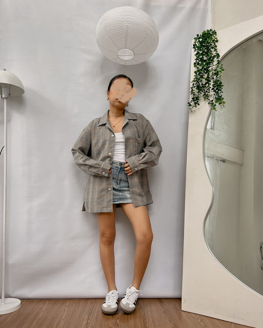 GU high quality gingham button down jacket