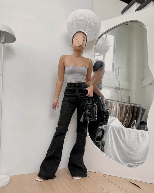 BERSHKA stretchable denim flare style pants (26-27)