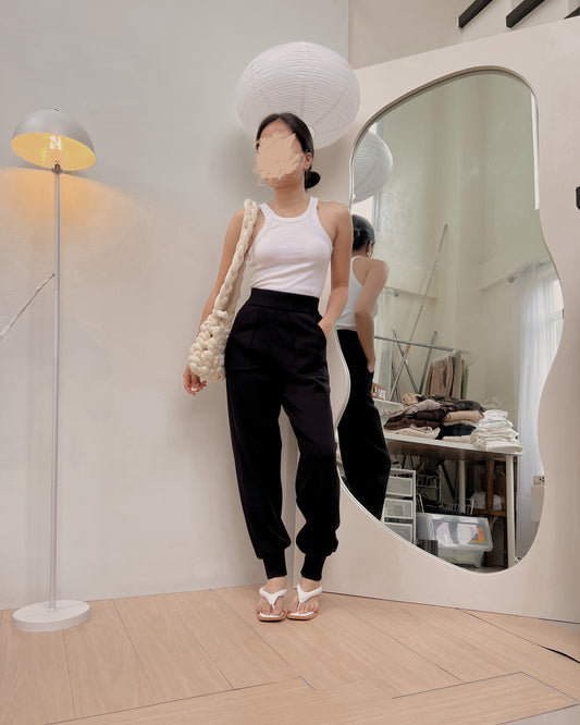 black ribbed knit high quality lounge pants J1 (24-28)