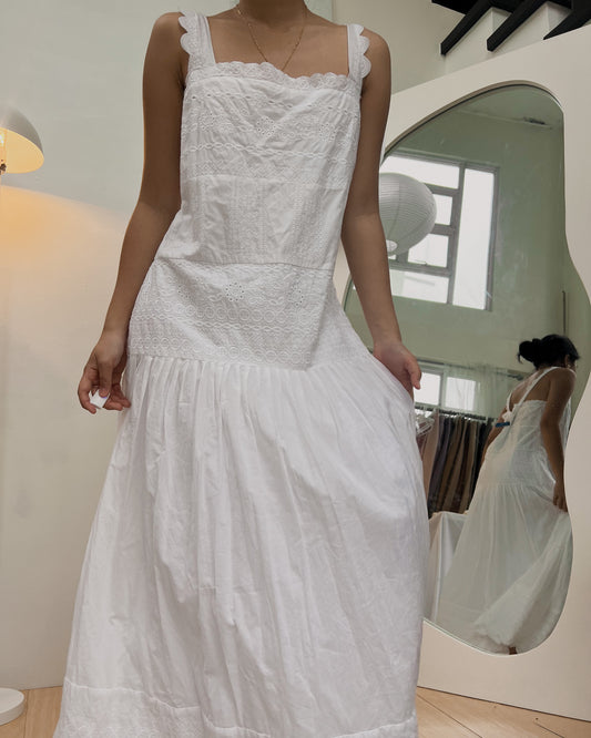 white eyelet maxi dress