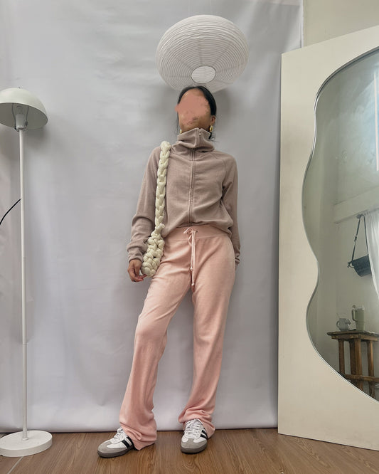 light pink ribbed turtle neck jacket