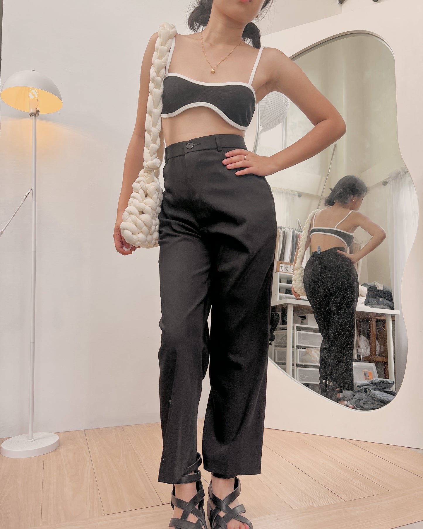 ankle length black high quality trousers Y91 (28-29)