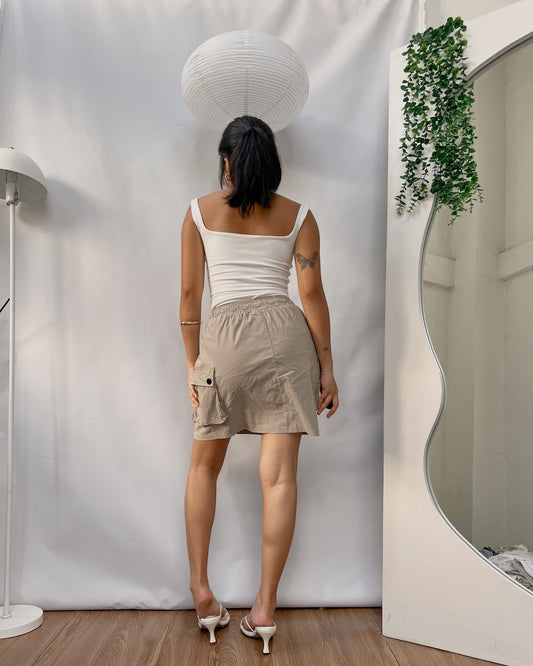 Nylon brown cargo mini skirt v20
