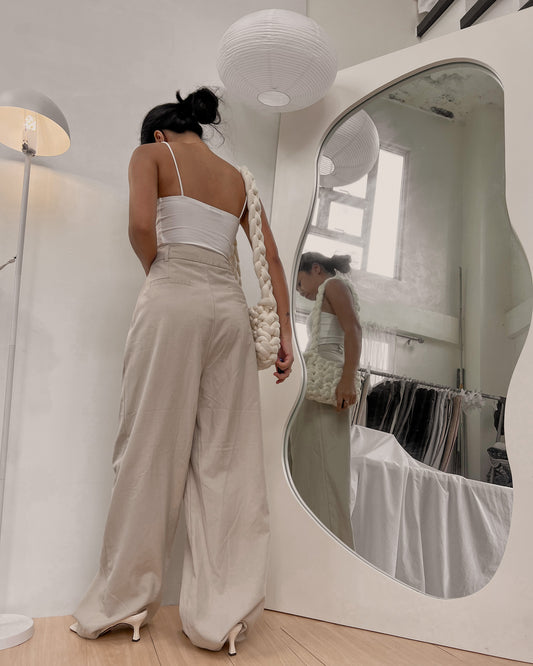 high quality nude wide leg trousers (28-29) V23