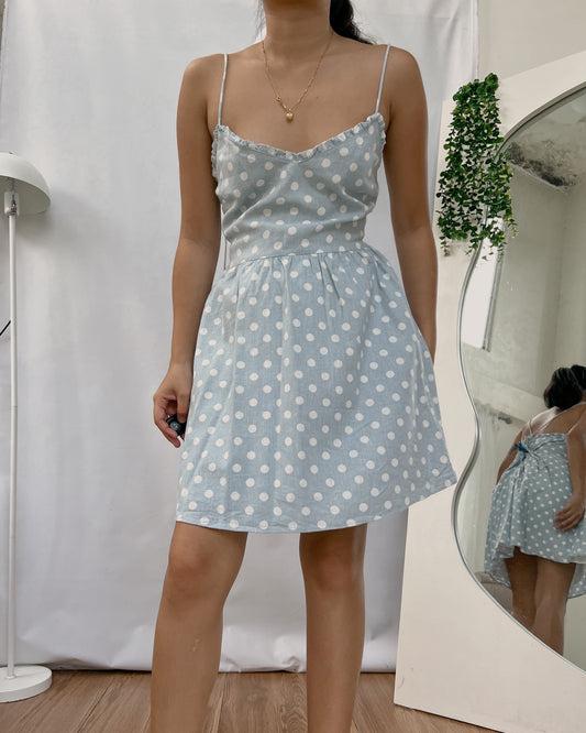 ZARA denim polka dots mini dress