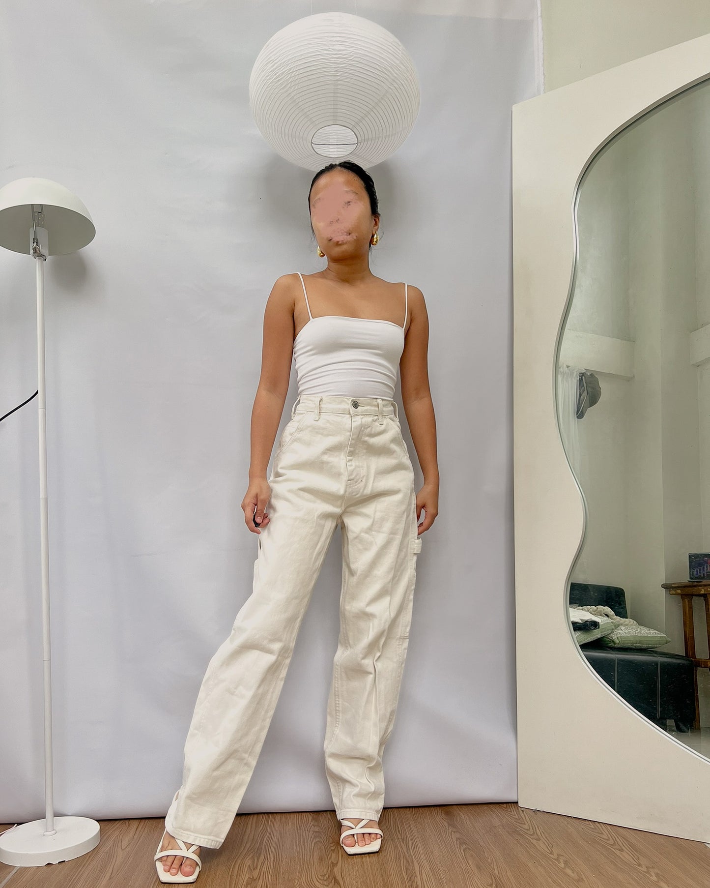 high quality cream denim pants K2