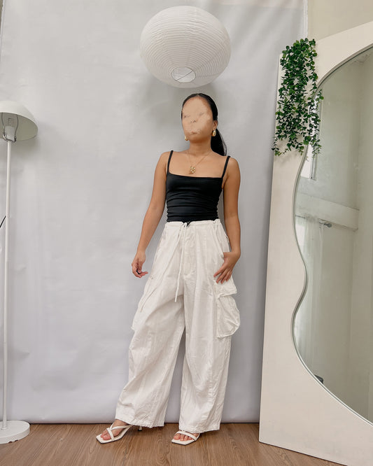linen blend white cargo pants E2