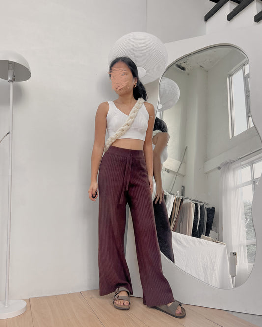 dark brown high quality ribbed knit lounge pants S15 (26-30)