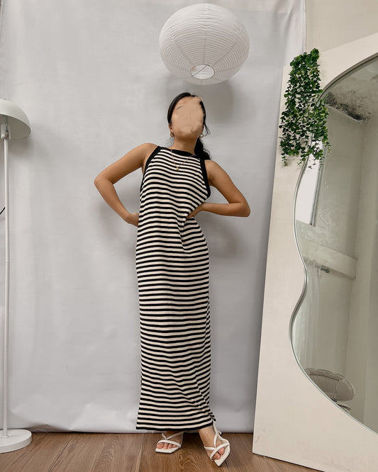 striped knitted maxi dress