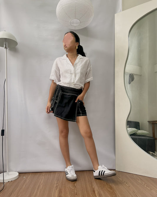 MUJI white linen button down top