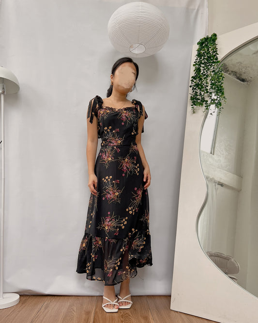 black floral maxi dress