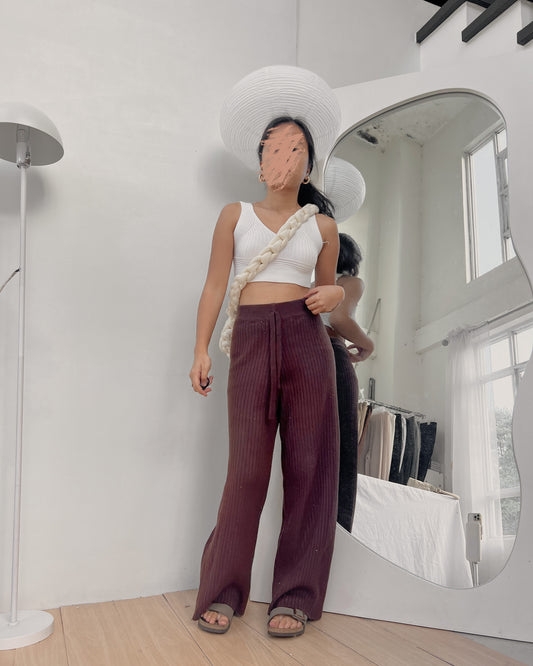 dark brown high quality ribbed knit lounge pants S15 (26-30)