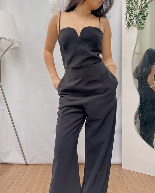 black sweetheart neckline high quality jumpsuit Y5