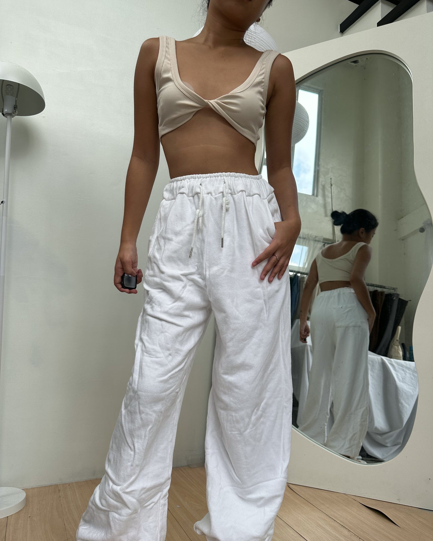 cotton white high quality jogger pants S46 (22-30)