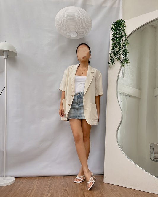 nude shortsleeve flowy blazer