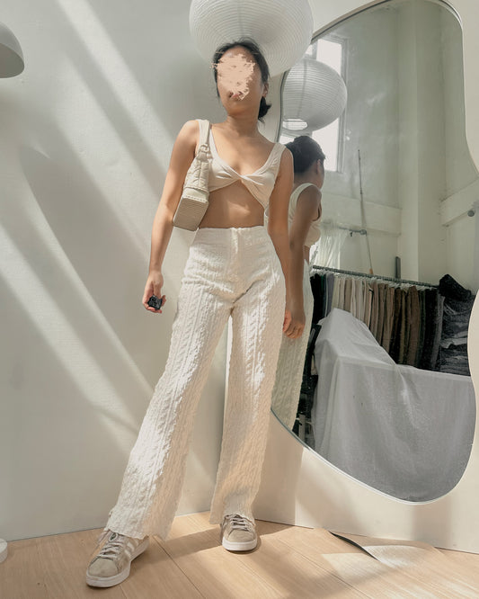 wide leg with embossed design high quality pants (24-30) Z20