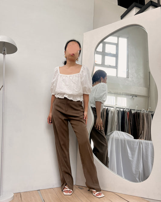 dark brown straight cut trousers (K30)