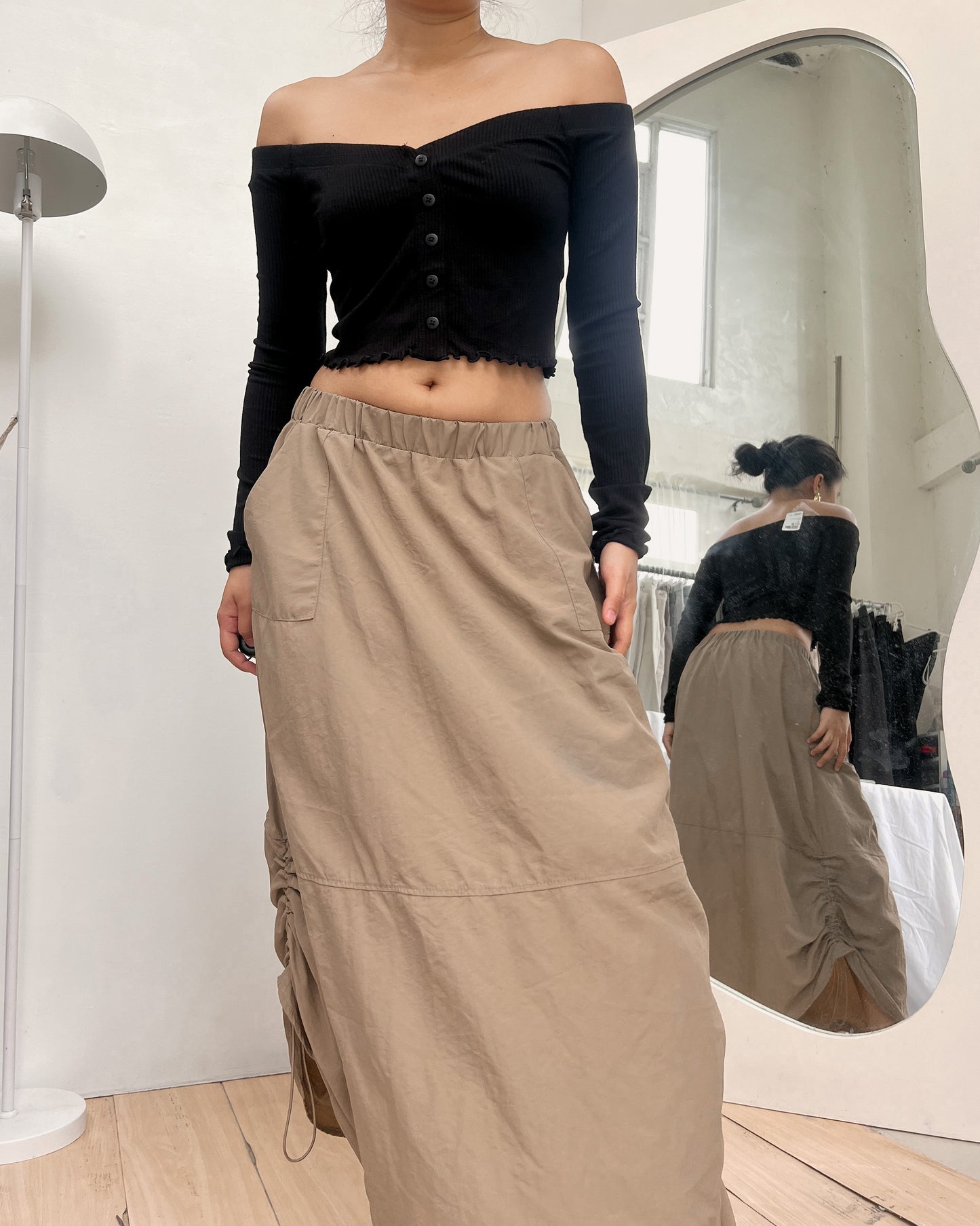 F21 ribbed off shoulder top