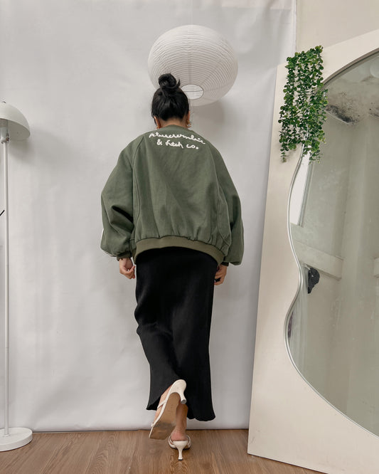 most faveee insane quality double lined green bomber jacket