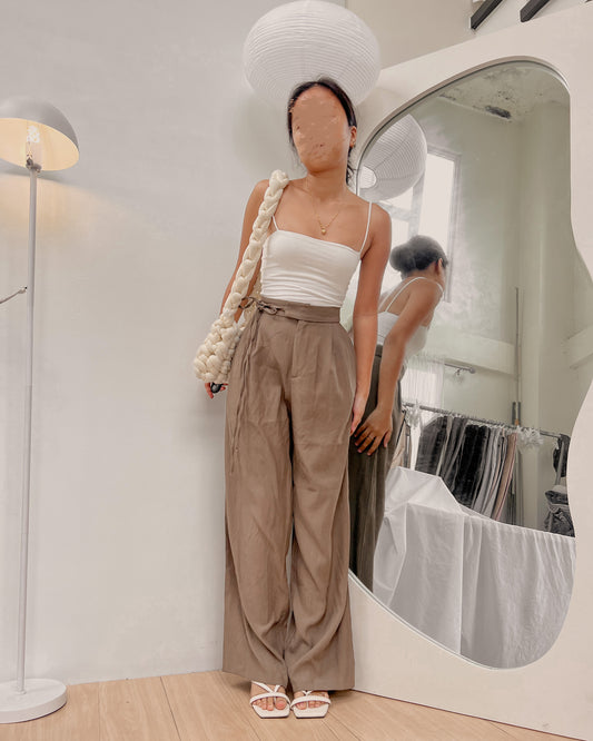 brown with self tie hem design wide leg trousers (28-29) V18