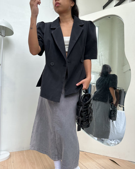 black butterfly sleeves blazer